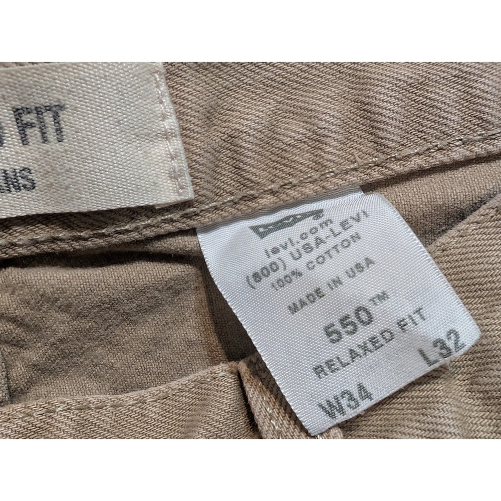 Vintage‎ Levis 550 Relaxed Fit Jeans Mens 34x32 Tan Khaki Denim Made in USA 90s - Picture 9 of 9